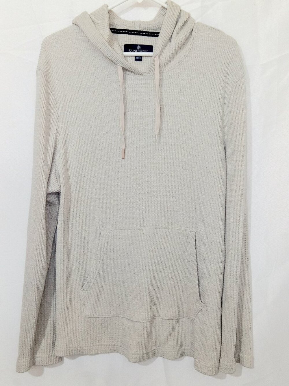 Rainforest Men’s Pullover Hoodie XL Textured Stretch Sweatshirt Waffle Knit